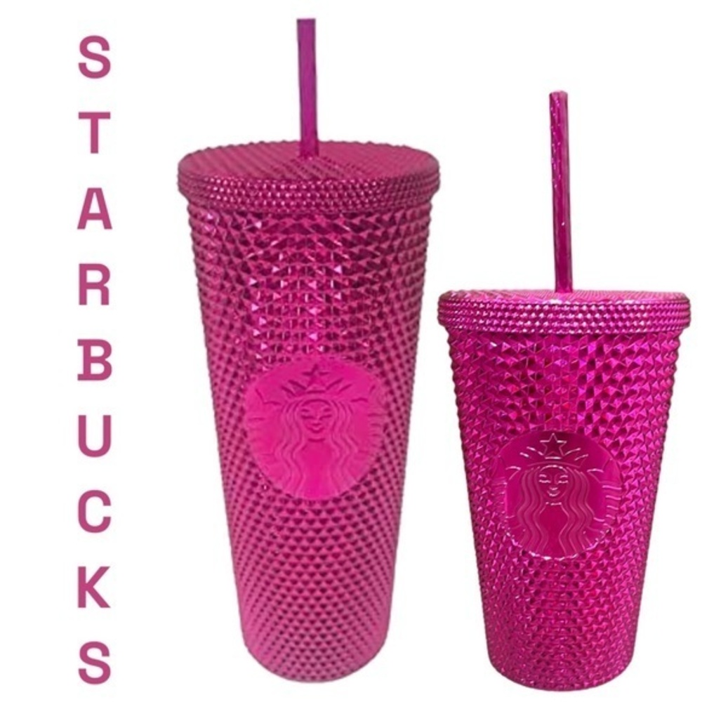 NWT STARBUCKS 2022 Sangria Bling Plastic Cold Cup SET 24oz & 16oz Limited Edit.